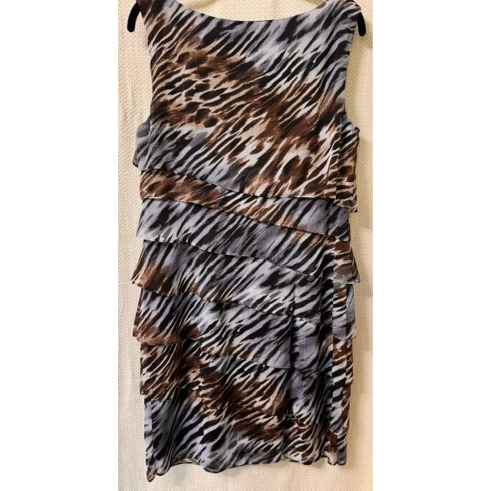 Connected Apparel Tiered Animal Print Sleeveless Dress – Size 10